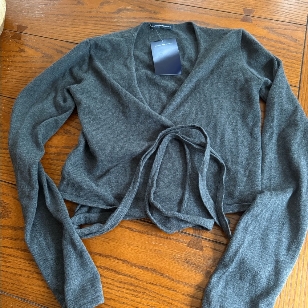 Brandy Melville Coco Charcoal Gray Wrap Top